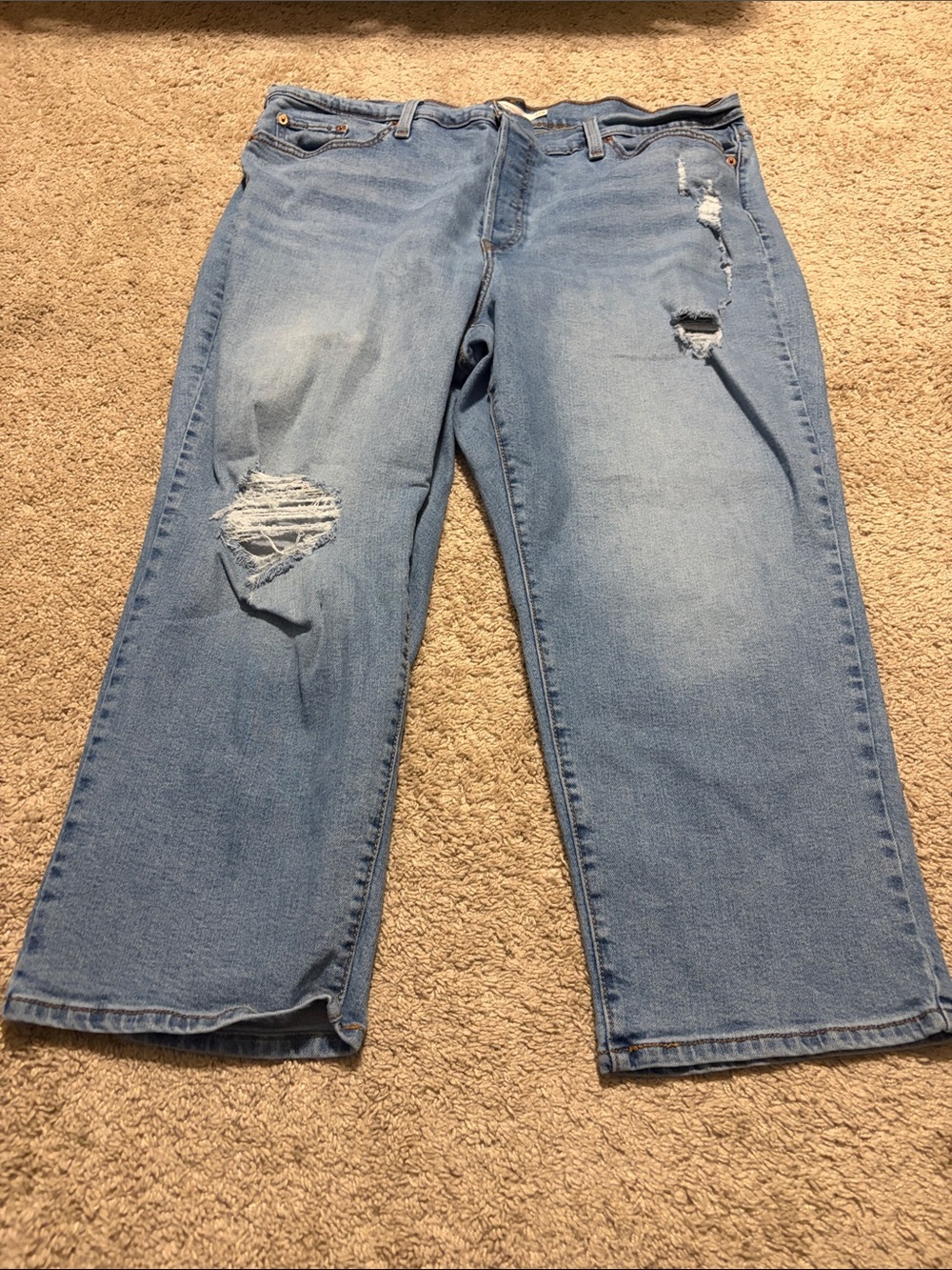 Levi’s Wedgie Straight Leg Crop Denim 22W Distressed